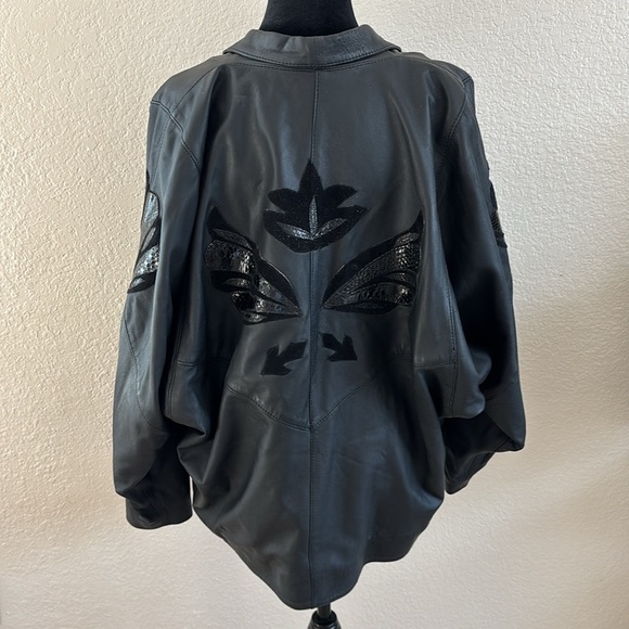 Vintage 80s Leather Patch Work Club Jacket - Picture 8 of 12